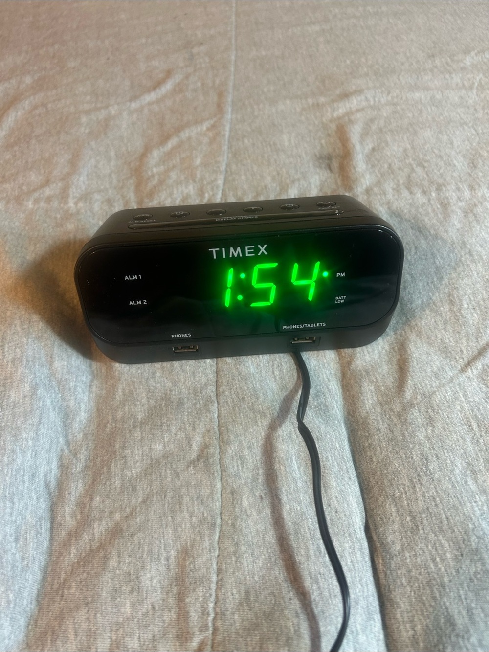 Timex Black Digital Alarm Clock with Green LED